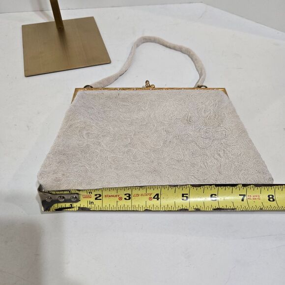 Vintage Art Deco Beaded Purse Bag Kisslock Top Handle 6"x8" READ description - Picture 11 of 12